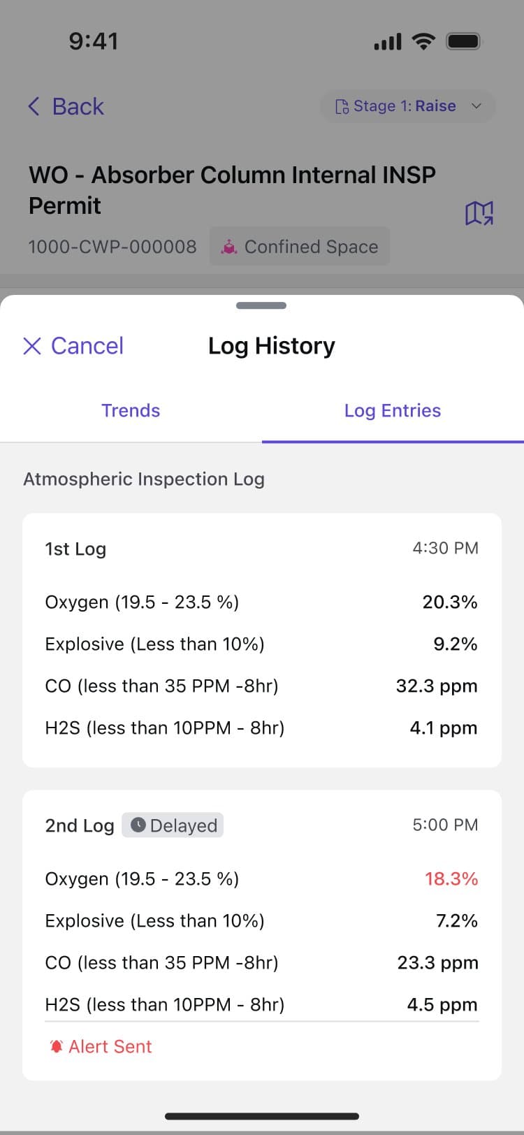 Gas log trends